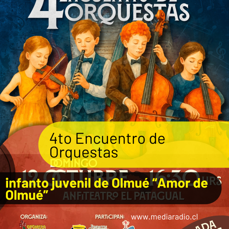 4to Encuentro de Orquestas que se encuentra organizando la orquesta infanto juvenil de Olmué “Amor de Olmué”.